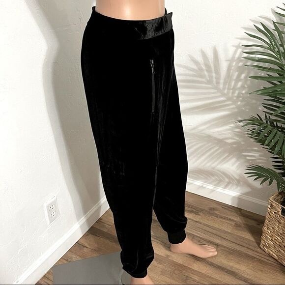 Magaschoni Black Velvet/Silk Hem Band Pants Size 6 - Picture 4 of 13